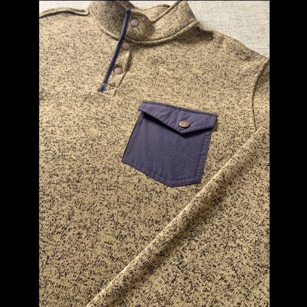 NWT Men’s SOLARIS Pullover in Heathered Goldish-Tan / Navy, Size XL - Picture 3 of 7